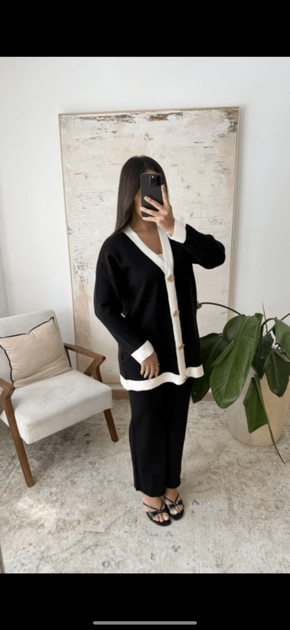 🍁 Ensemble cardigan à rayures et boutons dorés - le voile élégant🍁 Ensemble cardigan à rayures et boutons dorés🍁 Ensemble cardigan à rayures et boutons dorésABAYAproduct_vendor