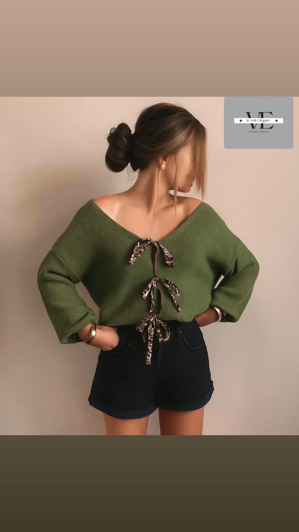 🐆 Gilet avec nœuds léopard - le voile élégant🐆 Gilet avec nœuds léopard🐆 Gilet avec nœuds léopardABAYAproduct_vendor