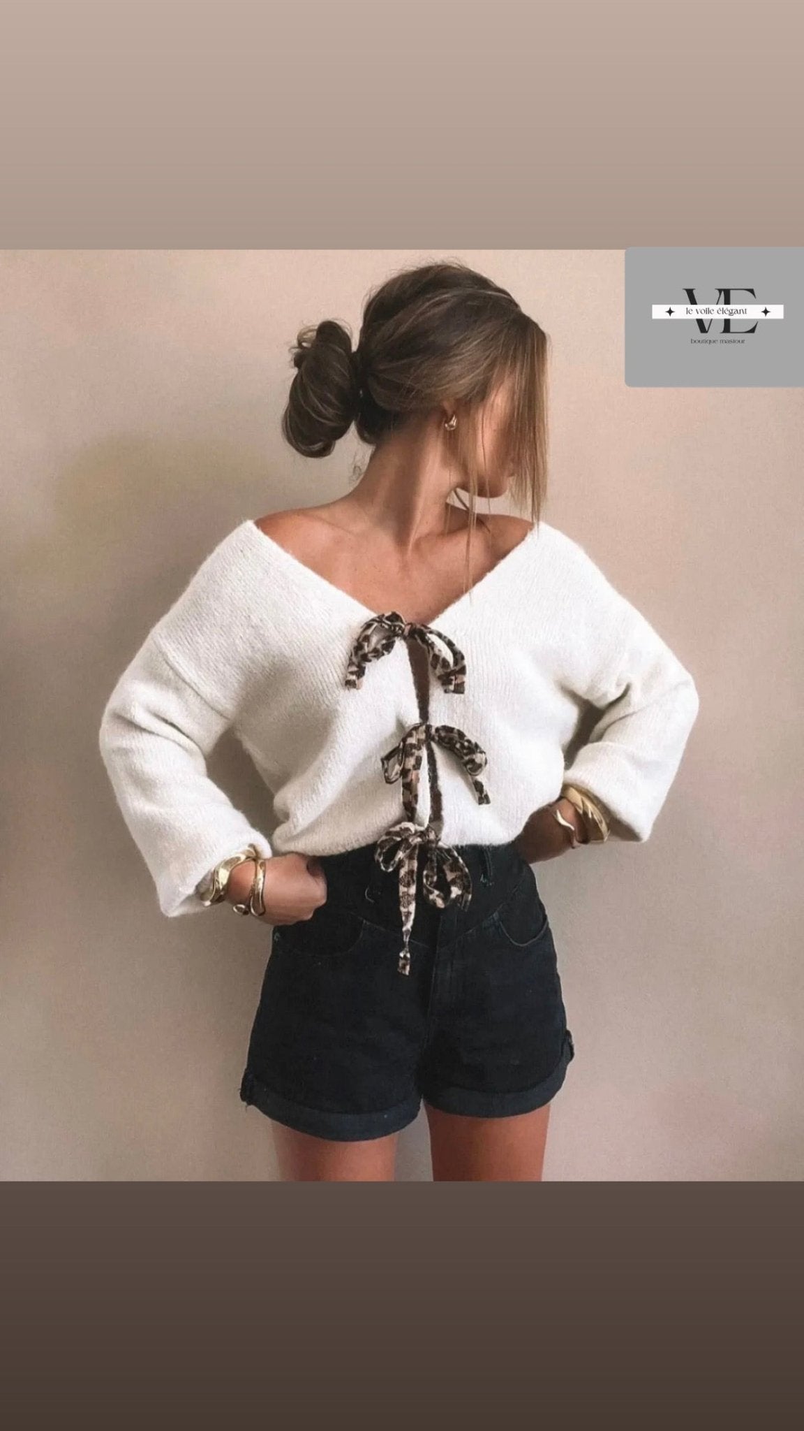 🐆 Gilet avec nœuds léopard - le voile élégant🐆 Gilet avec nœuds léopard🐆 Gilet avec nœuds léopardABAYAproduct_vendor