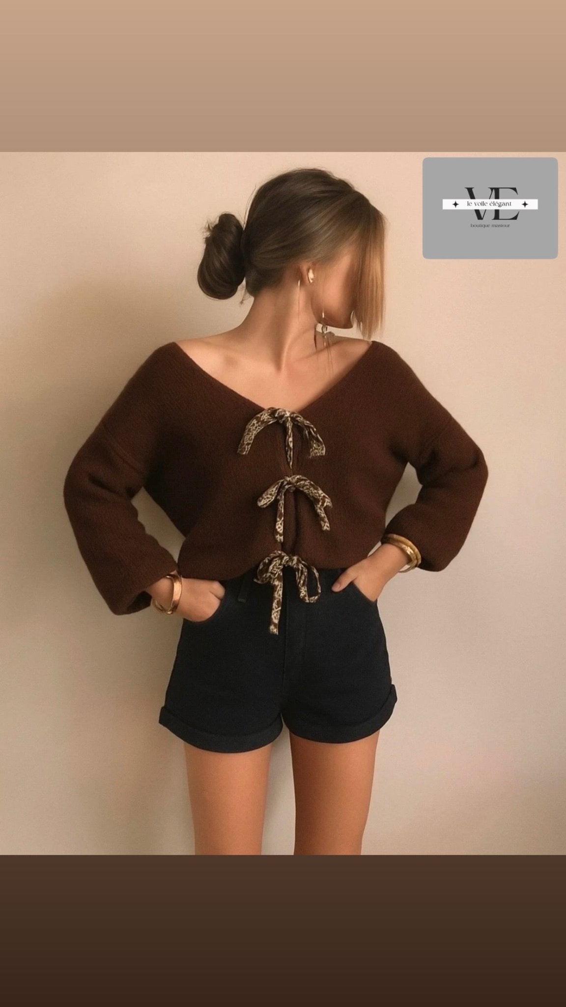 🐆 Gilet avec nœuds léopard - le voile élégant🐆 Gilet avec nœuds léopard🐆 Gilet avec nœuds léopardABAYAproduct_vendor