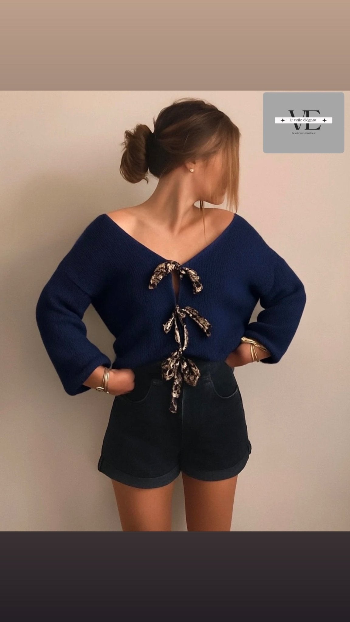 🐆 Gilet avec nœuds léopard - le voile élégant🐆 Gilet avec nœuds léopard🐆 Gilet avec nœuds léopardABAYAproduct_vendor