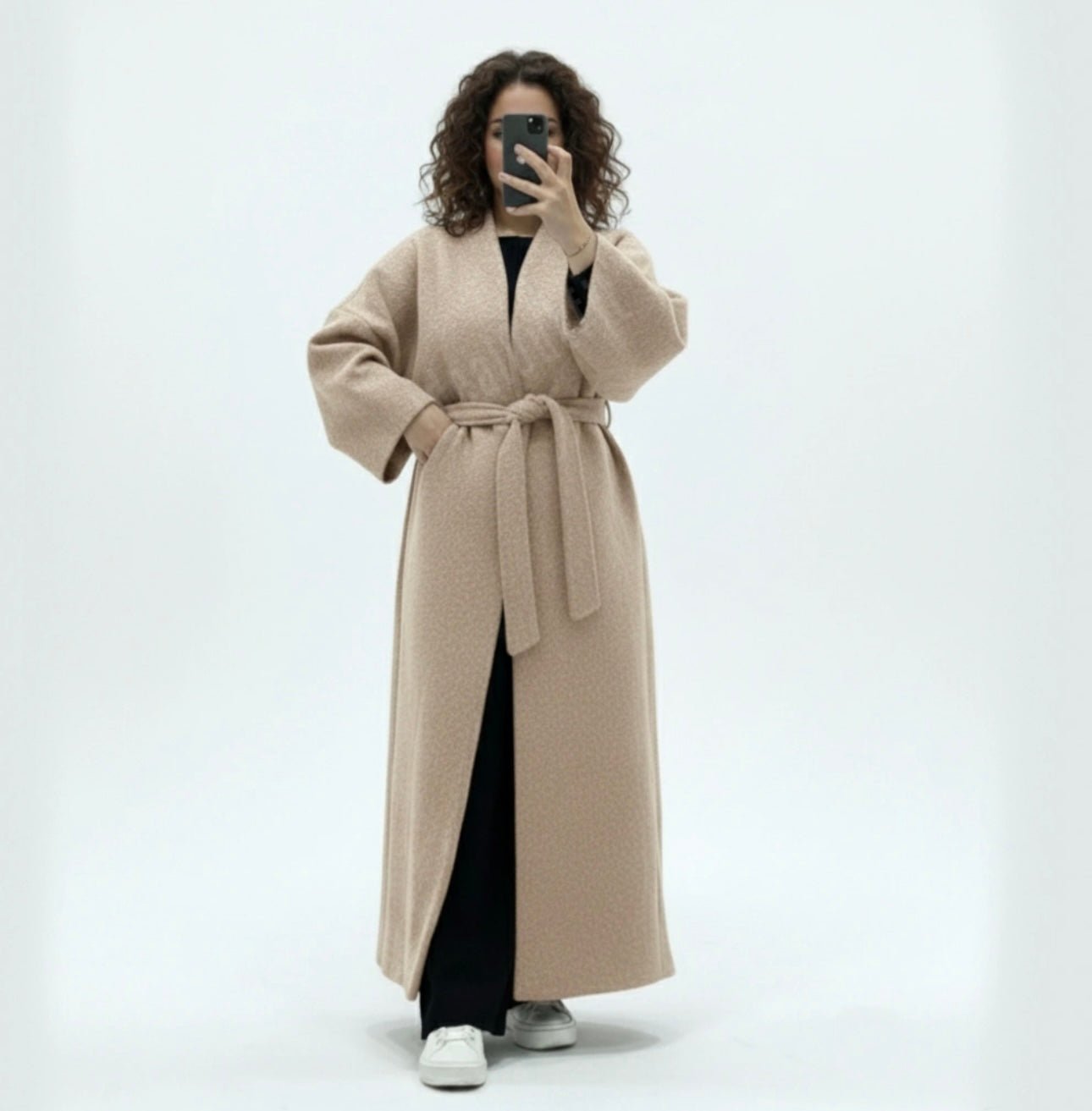 🦋 Manteau en laine avec ceinture - le voile élégant🦋 Manteau en laine avec ceinture🦋 Manteau en laine avec ceintureABAYAproduct_vendor