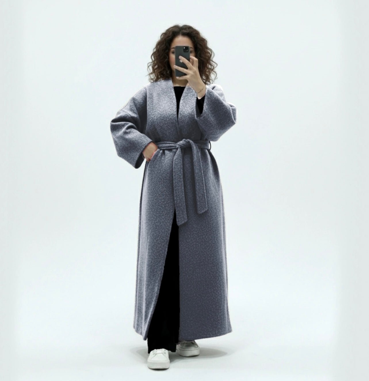 🦋 Manteau en laine avec ceinture - le voile élégant🦋 Manteau en laine avec ceinture🦋 Manteau en laine avec ceintureABAYAproduct_vendor