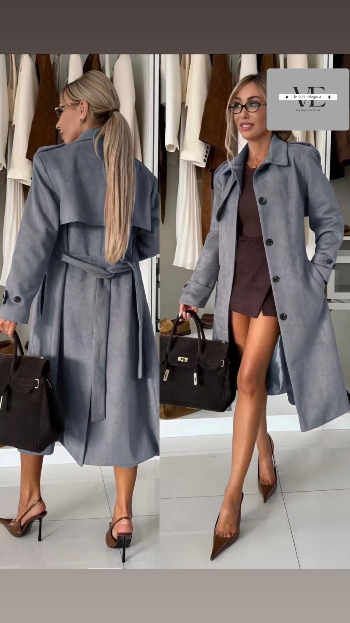 🤎 Manteau long trench en suédine effet daim - le voile élégant🤎 Manteau long trench en suédine effet daim🤎 Manteau long trench en suédine effet daimABAYAproduct_vendor