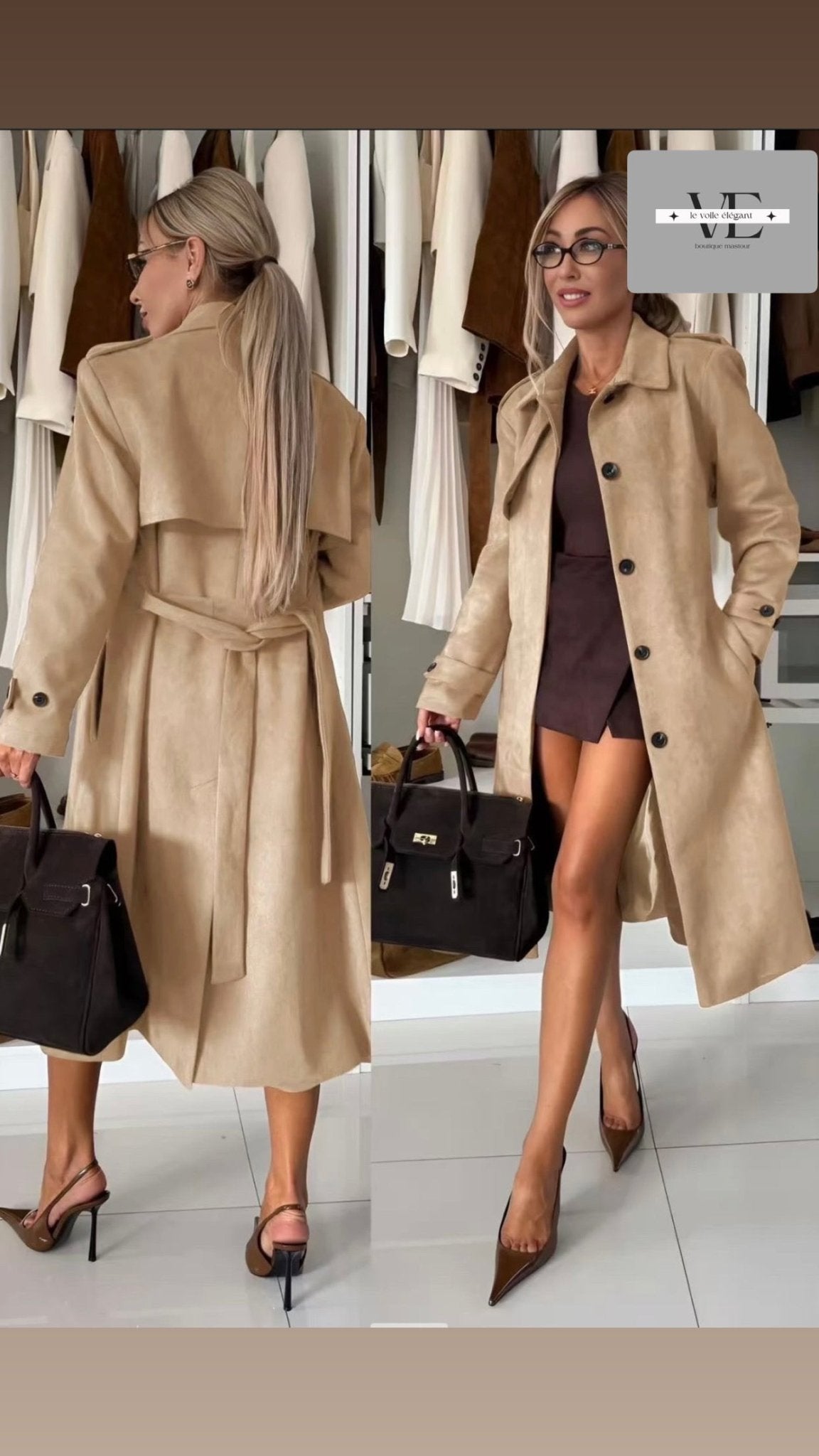 🤎 Manteau long trench en suédine effet daim - le voile élégant🤎 Manteau long trench en suédine effet daim🤎 Manteau long trench en suédine effet daimABAYAproduct_vendor