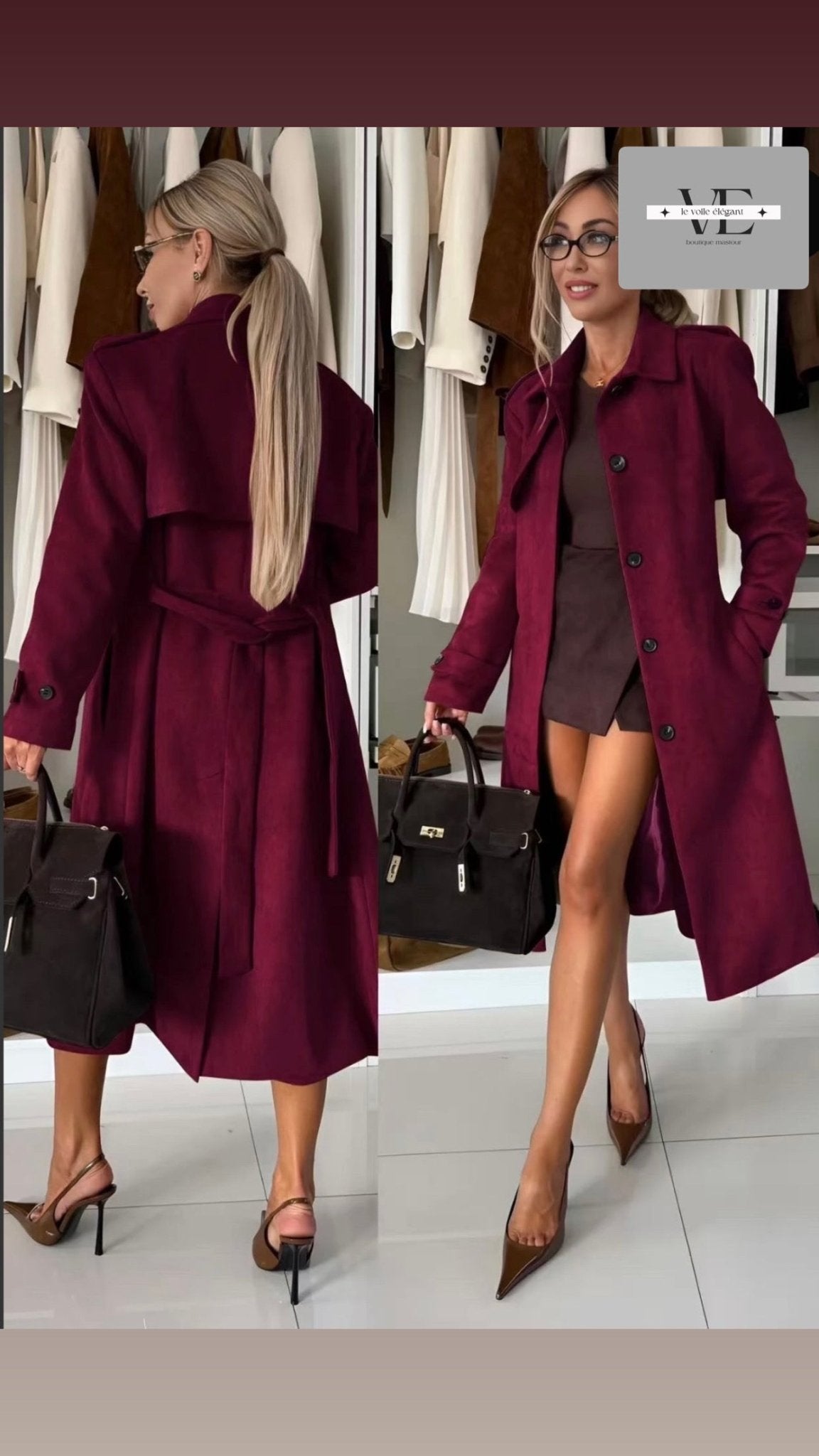 🤎 Manteau long trench en suédine effet daim - le voile élégant🤎 Manteau long trench en suédine effet daim🤎 Manteau long trench en suédine effet daimABAYAproduct_vendor