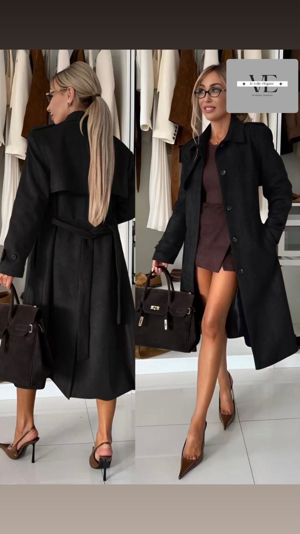 🤎 Manteau long trench en suédine effet daim - le voile élégant🤎 Manteau long trench en suédine effet daim🤎 Manteau long trench en suédine effet daimABAYAproduct_vendor