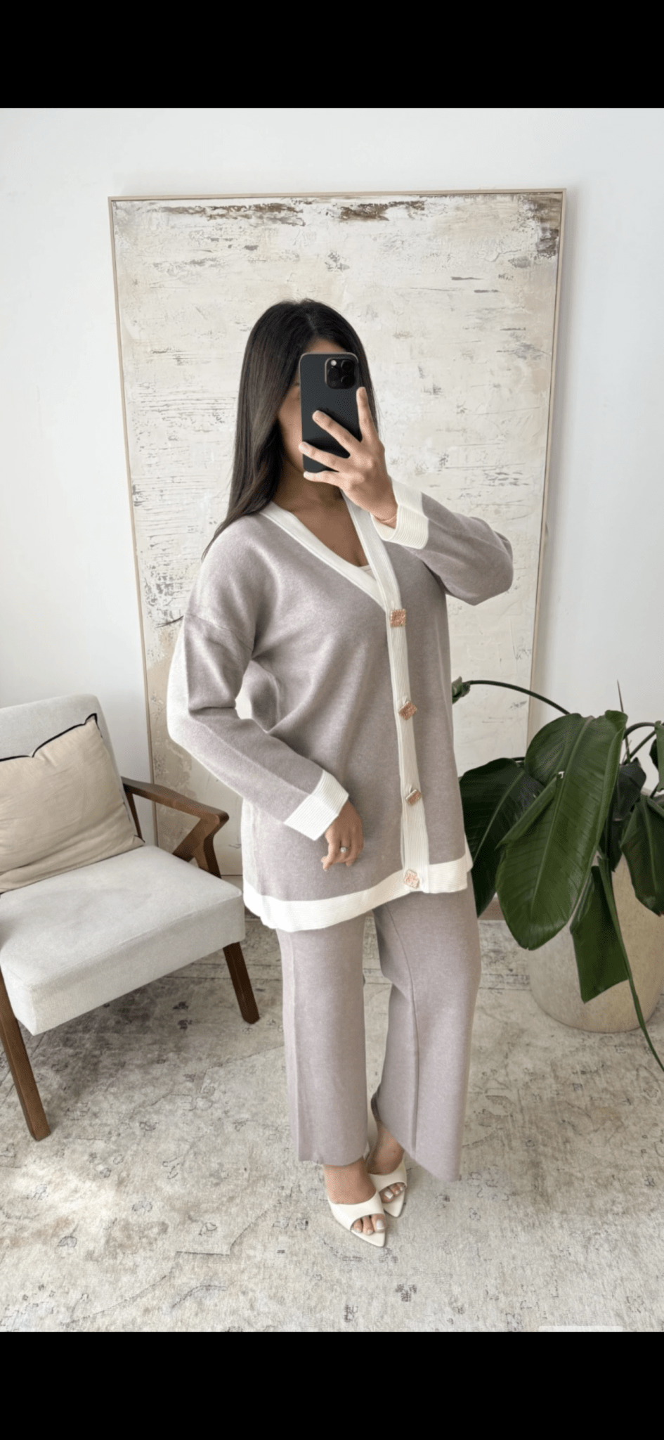 🍁 Ensemble cardigan à rayures et boutons dorés - le voile élégant🍁 Ensemble cardigan à rayures et boutons dorés🍁 Ensemble cardigan à rayures et boutons dorésABAYAproduct_vendor