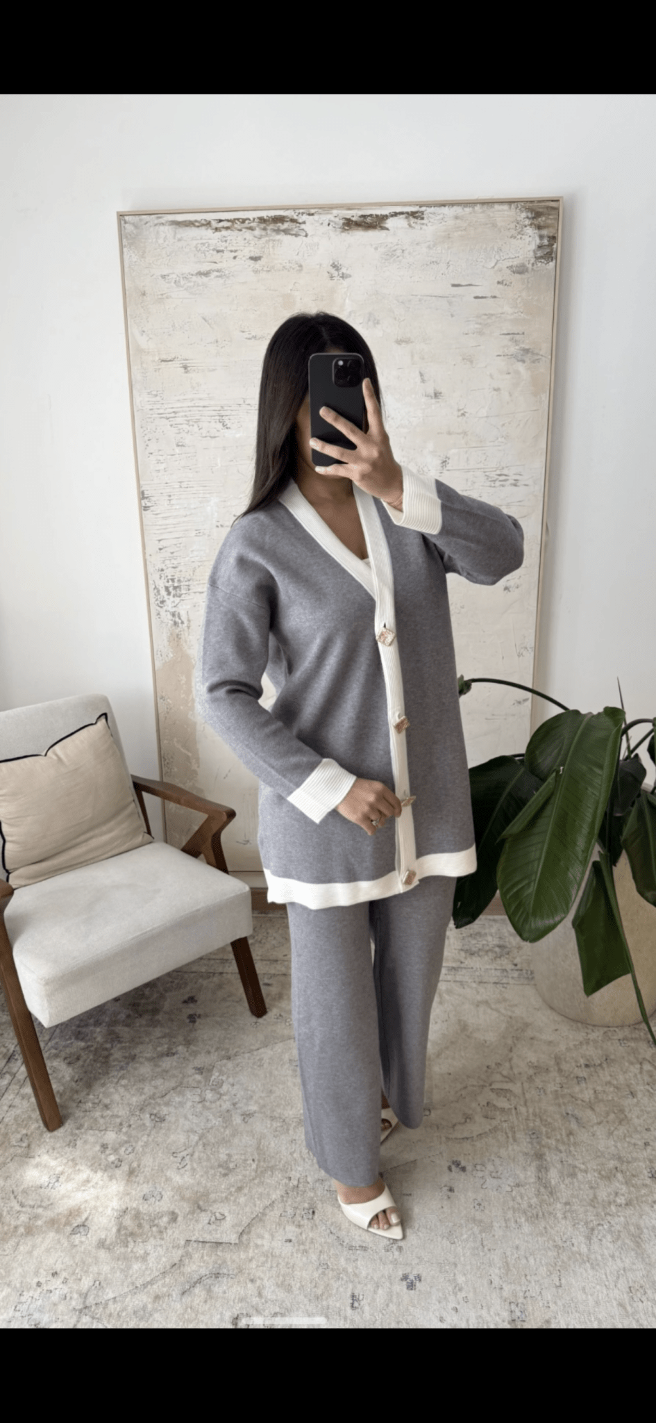 🍁 Ensemble cardigan à rayures et boutons dorés - le voile élégant🍁 Ensemble cardigan à rayures et boutons dorés🍁 Ensemble cardigan à rayures et boutons dorésABAYAproduct_vendor