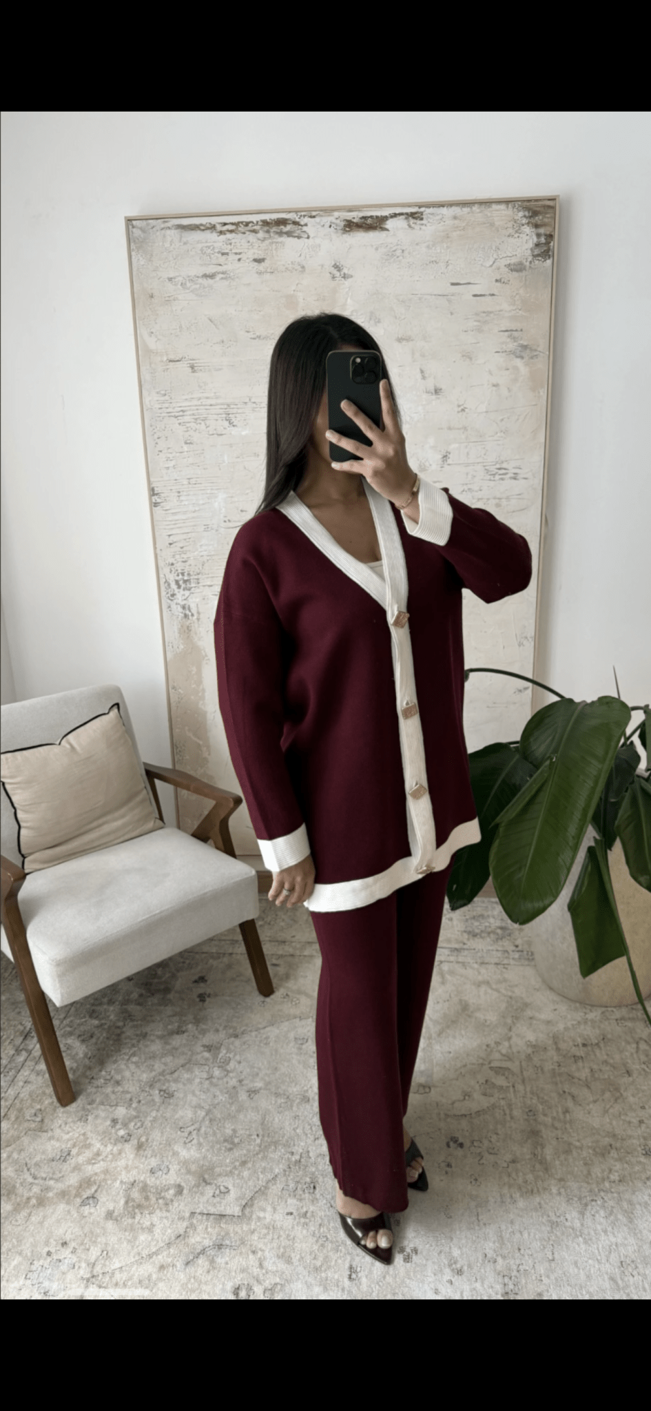 🍁 Ensemble cardigan à rayures et boutons dorés - le voile élégant🍁 Ensemble cardigan à rayures et boutons dorés🍁 Ensemble cardigan à rayures et boutons dorésABAYAproduct_vendor