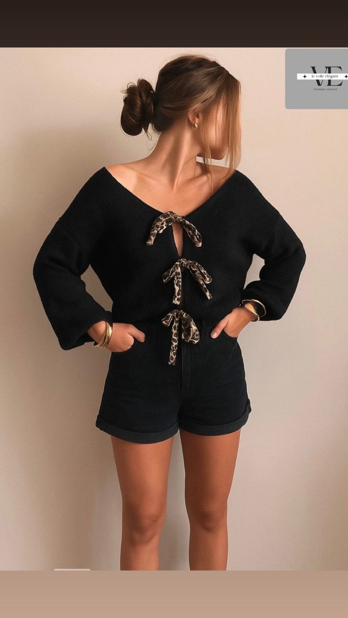 🐆 Gilet avec nœuds léopard - le voile élégant🐆 Gilet avec nœuds léopard🐆 Gilet avec nœuds léopardABAYAproduct_vendor