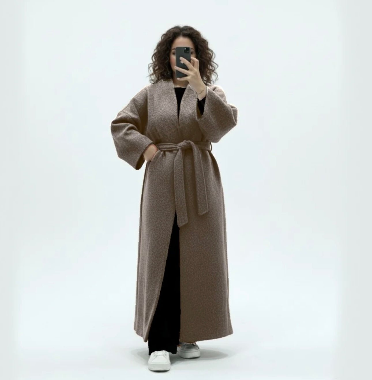 🦋 Manteau en laine avec ceinture - le voile élégant🦋 Manteau en laine avec ceinture🦋 Manteau en laine avec ceintureABAYAproduct_vendor